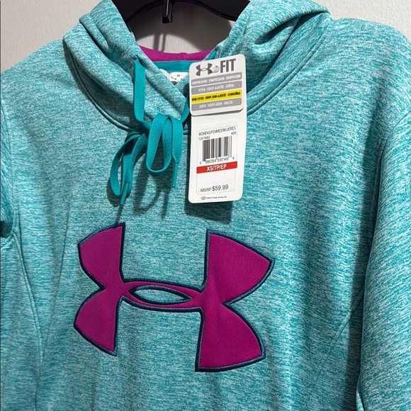 Under Armour cold gear storm Teal Hoodie with Purple Logo - Picture 3 of 8